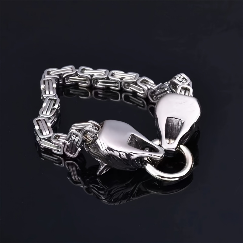 Men's 304 Stainless Steel Double Wolf Head Bracelet